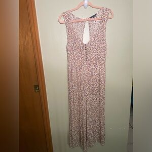 American Eagle Ditsy Floral Woven Sleeveless V-Neck Wide Leg Jumpsuit M Boho Hip